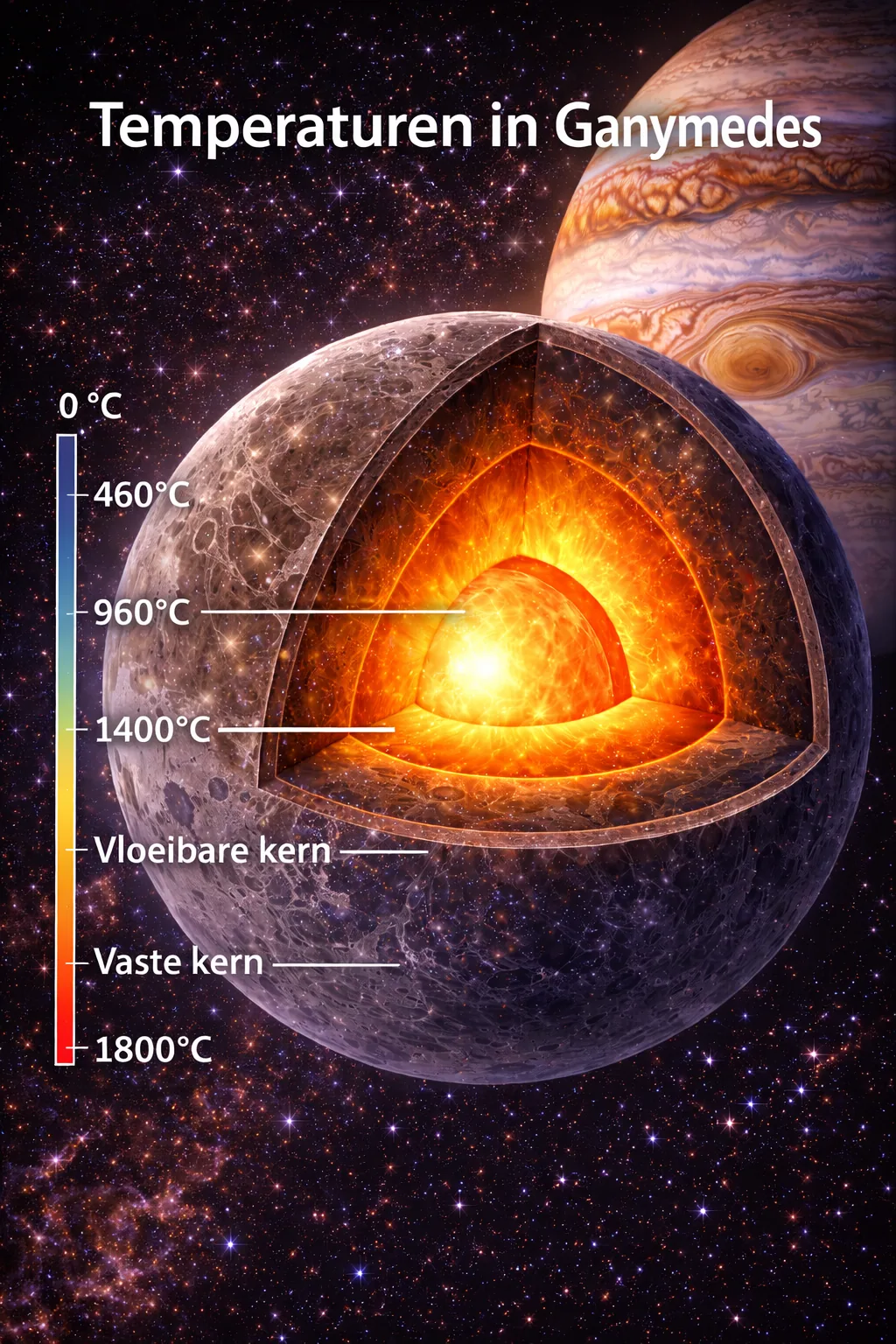 Temperatuur en binnenste warmte op de pagina Ganymedes