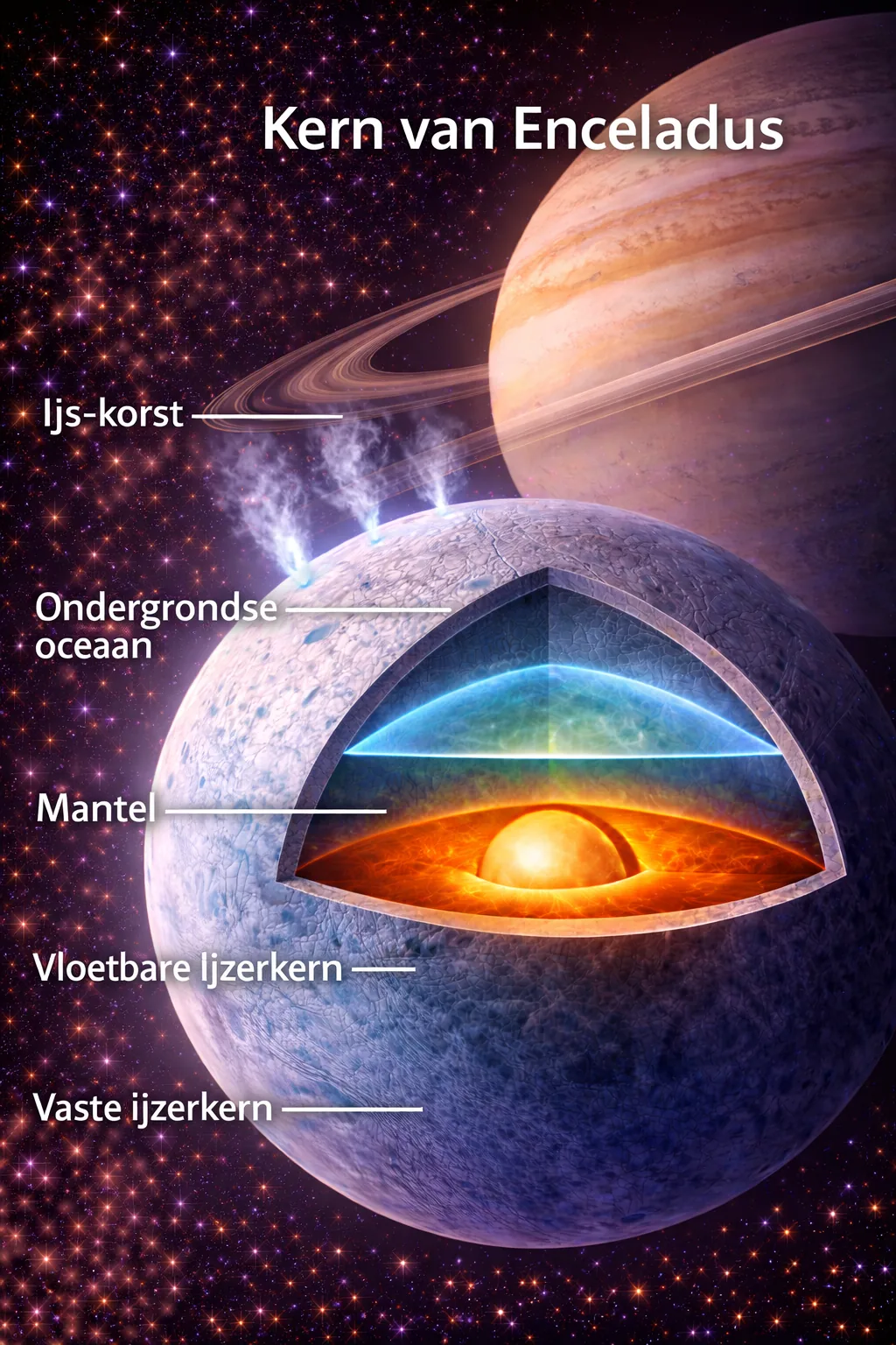 De kern van Enceladus op de pagina Enceladus