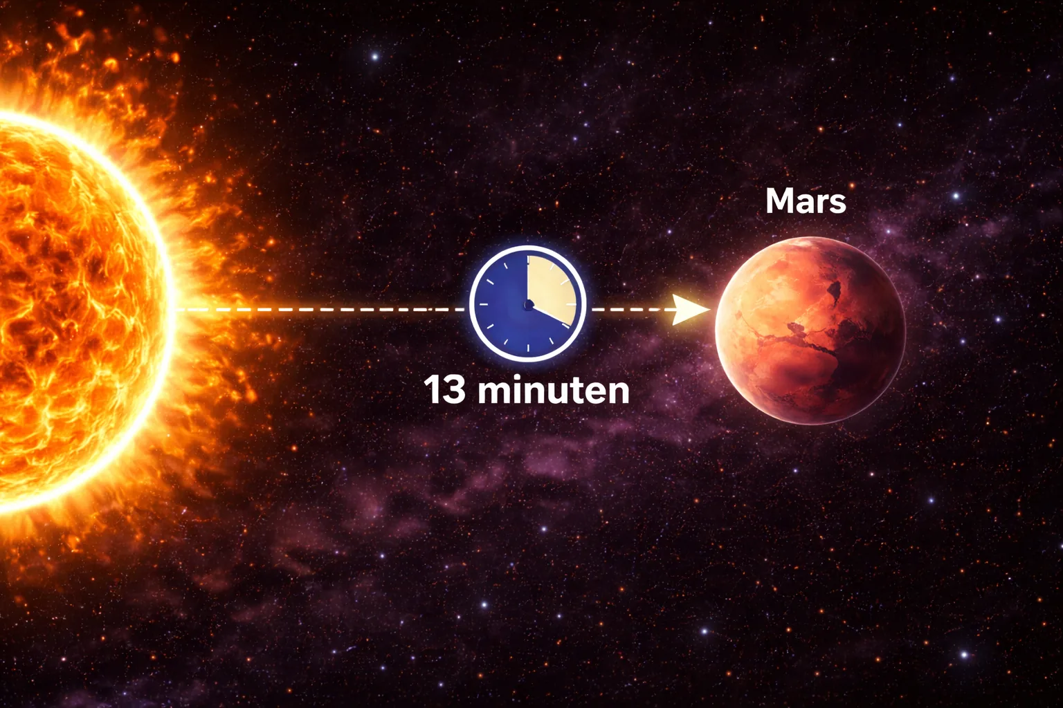 Licht van de zon naar Mars op de pagina Mars