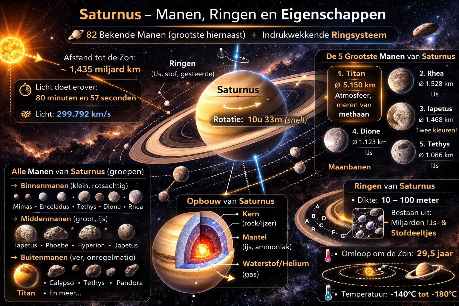 De manen van Saturnus op de pagina Saturnus