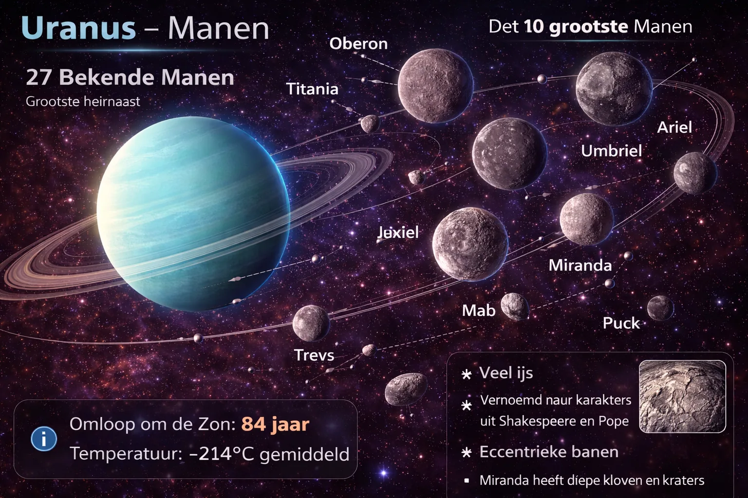De grootste manen op de pagina Uranus
